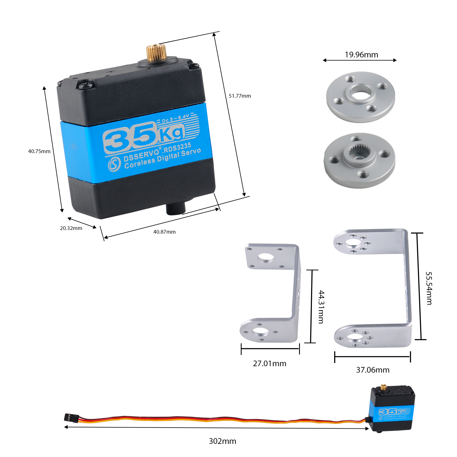 RDS3235 디지털 서보 모터, 35kg, 코어리스  - Servo Bracket 리뷰 및 가격